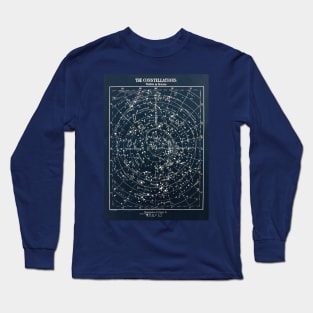 Vintage STAR CONSTELLATIONS MAP POSTER circa 1900s Long Sleeve T-Shirt